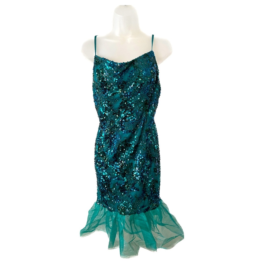 Green Sequin Dress with Tulle Bottom